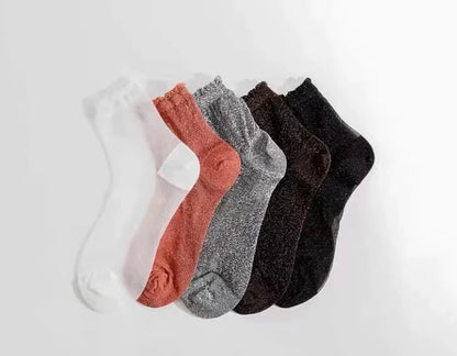 Women's Glitter Lace Candy Silver Silk Socks
