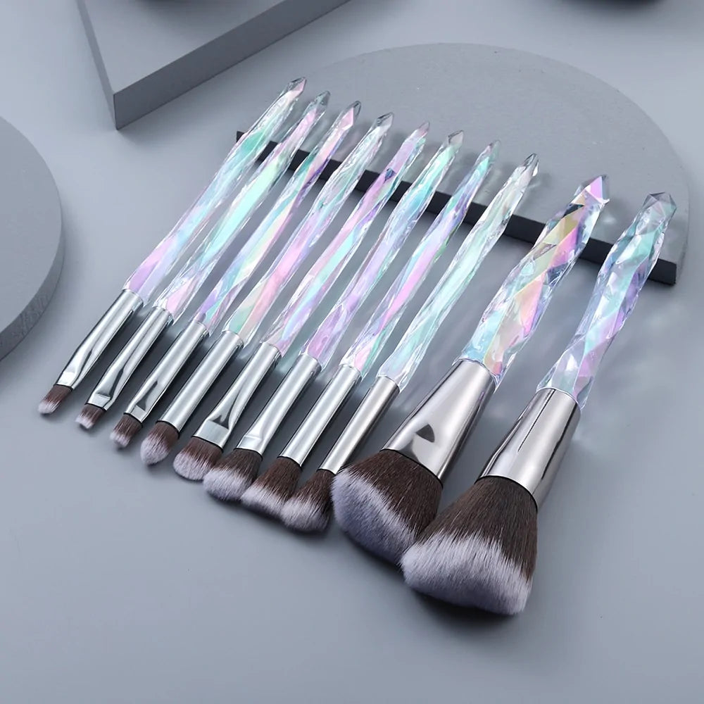 10 Piece Crystal Makeup Brushes Set