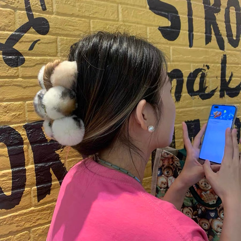 Fluffy Rabbit Hair Clip