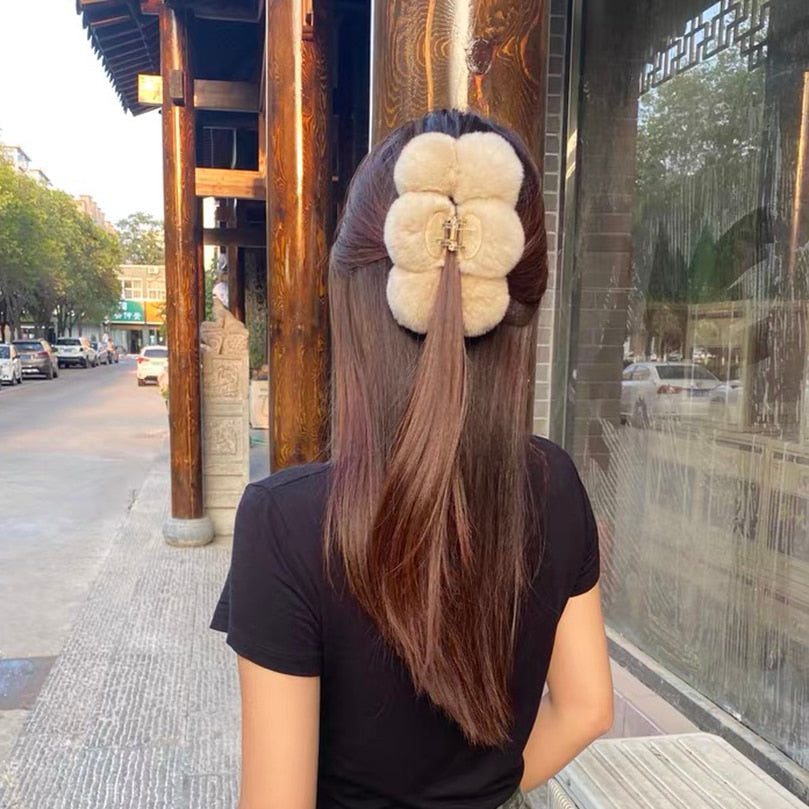 Fluffy Rabbit Hair Clip